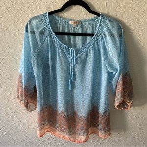 Skies Are Blue| Tassel Tie Blouse